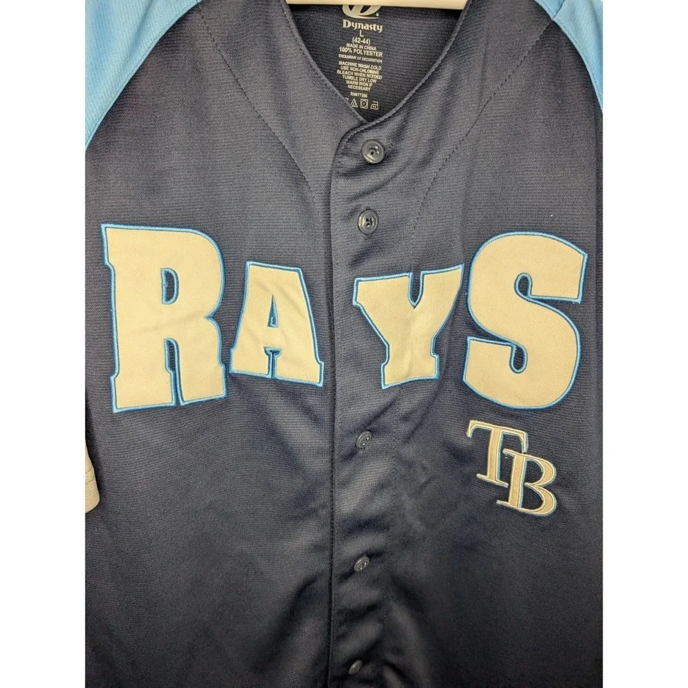 Dynasty Tampa Bay Rays Jersey Men's Large Blue Gray Button MLB Official NWT